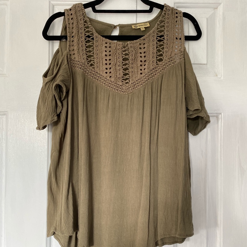 Pretty Olive Cold Shoulder Top